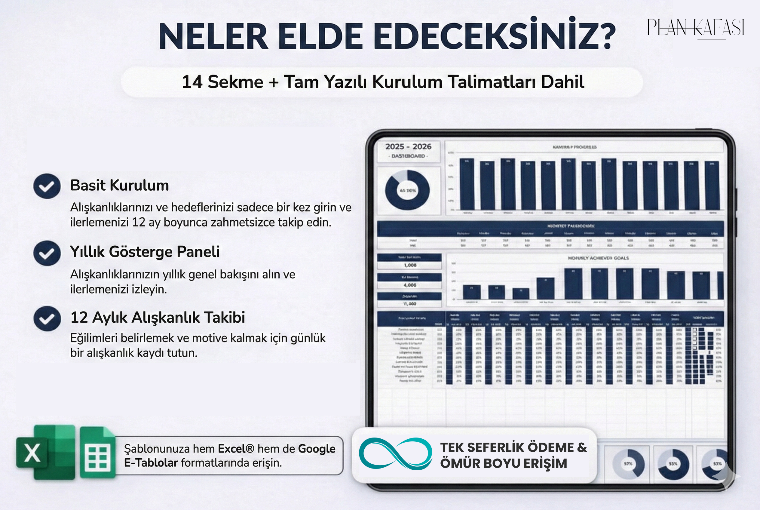2026 Hedef & Alışkanlık Takip Sistemi (Dijital İndirme)